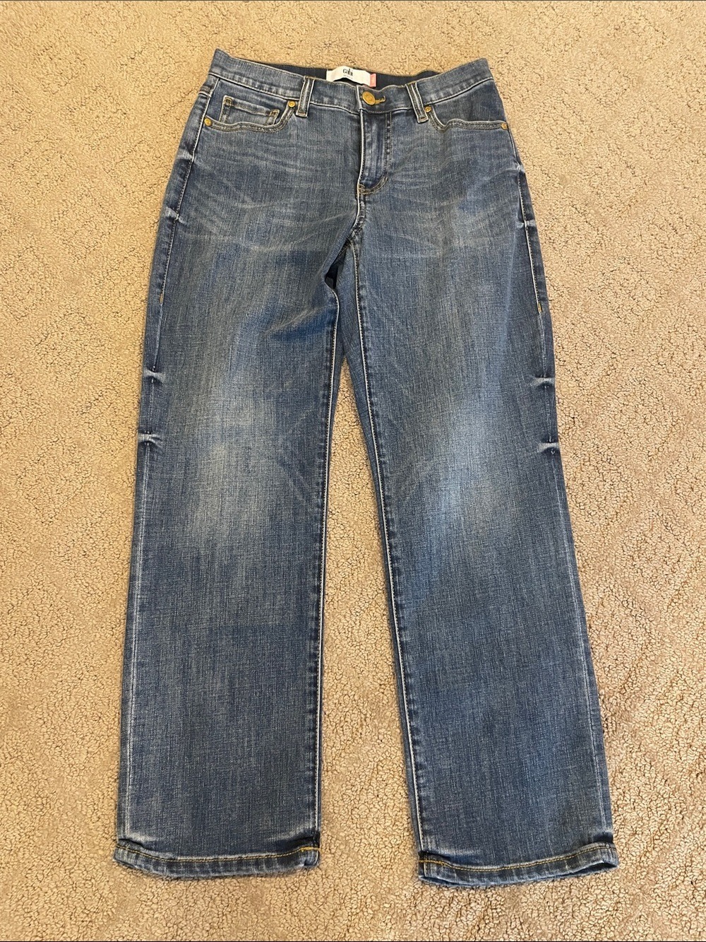 CAbi Straight-Leg Soho Jeans in Medium Blue Wash
